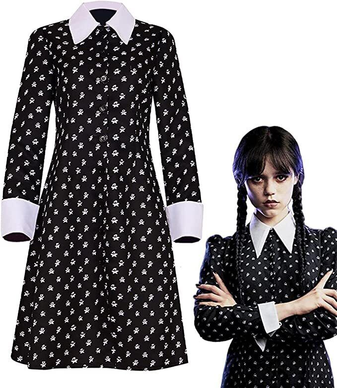 Costume Carnevale mercoledì Famiglia Addams serie TV Netflix bambina e  donna