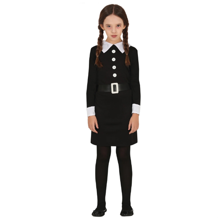 costume carnevale Figlia Horror Bambina Di Halloween mercoledì Addams 7/8  anni H8157-A-1